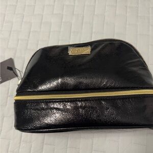 Badgley Mischka Black Cosmetic Makeup Bag with Gold Trim sold!
